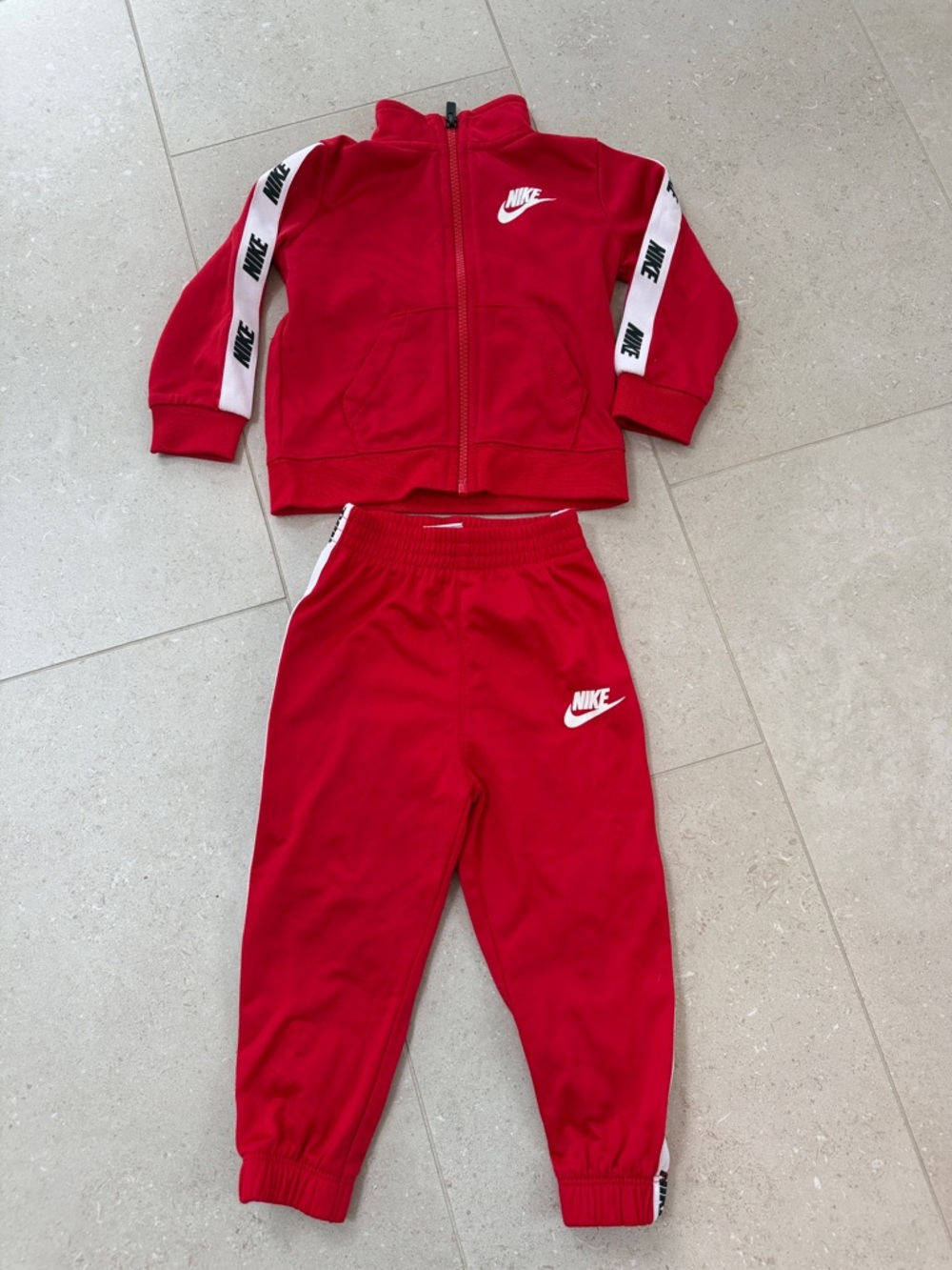 Nike Kids Red Track Jacket & Jogger Set with White Logo Tape